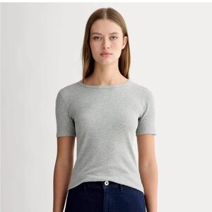 Everlane Luxe Rib Crew Tee, Heather Grey, Small